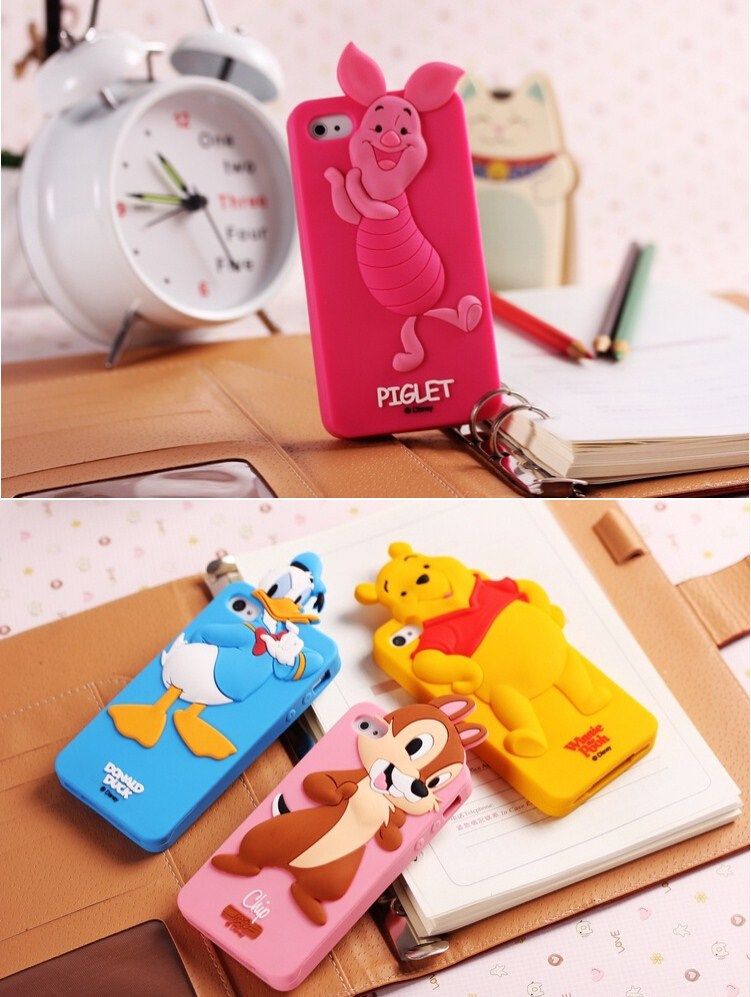 Hot! Animal Silicone 3D Cartoon Micky Phone Case Cover for iPhone5 /Samsung S4