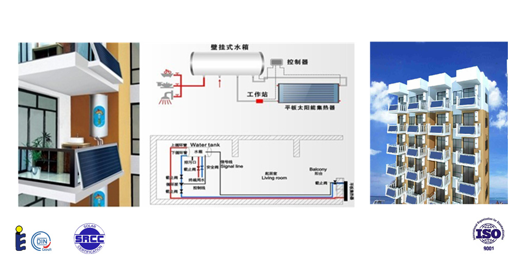 100L CE/ISO9000/CCC Certified Separated Wall Hung Solar Water Heater