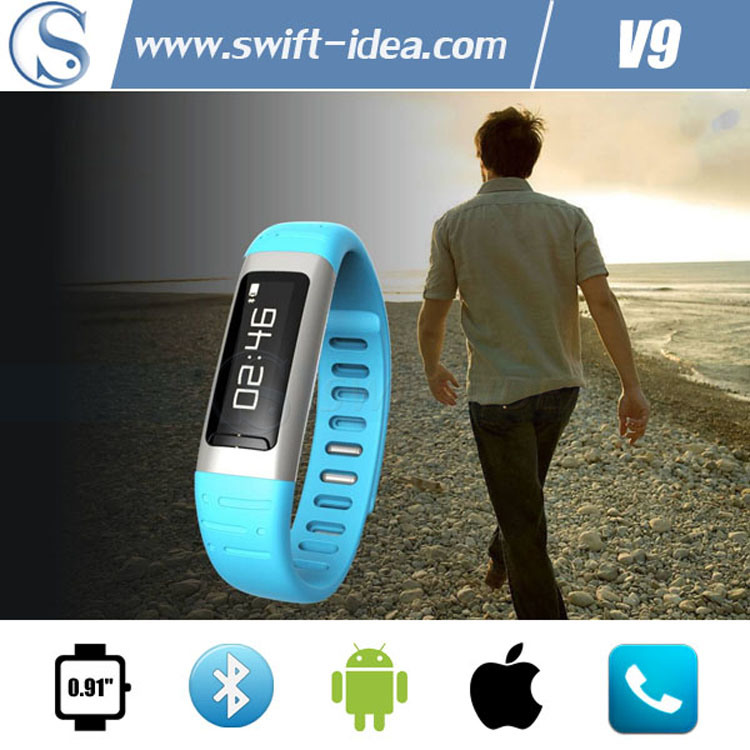 2014 Best Android Mobile Phone Pedometer Sleep-Mobitor Bluetooth Fitness Bracelet (V9)