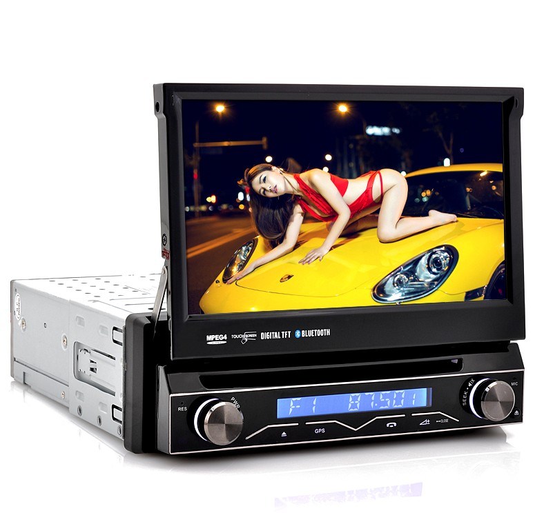1 DIN Detachable Front Panel in Car DVD Player - 7 Inch Flip out Screen, GPS