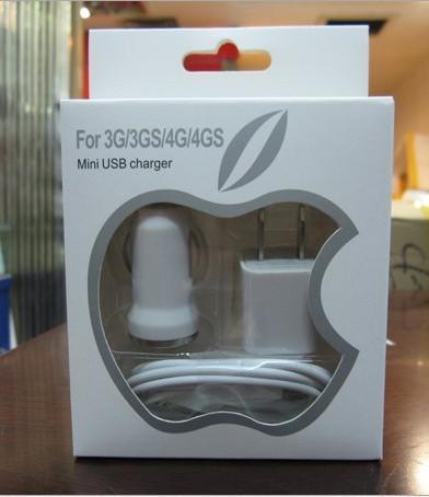 Mobile Phone Charger USB Cable Car Charger for iPhone 4 Charger USB Cable Car Charger