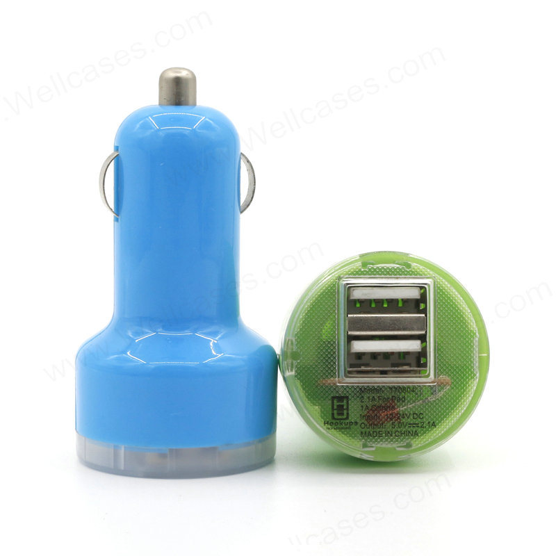 Colorful 2 Ports Mobile Phone USB Adapter Car Charger