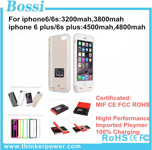2016 Rechargeable Power Bank Case Portable Backup Battery Case Power Charger Case Cover for iPhone 6