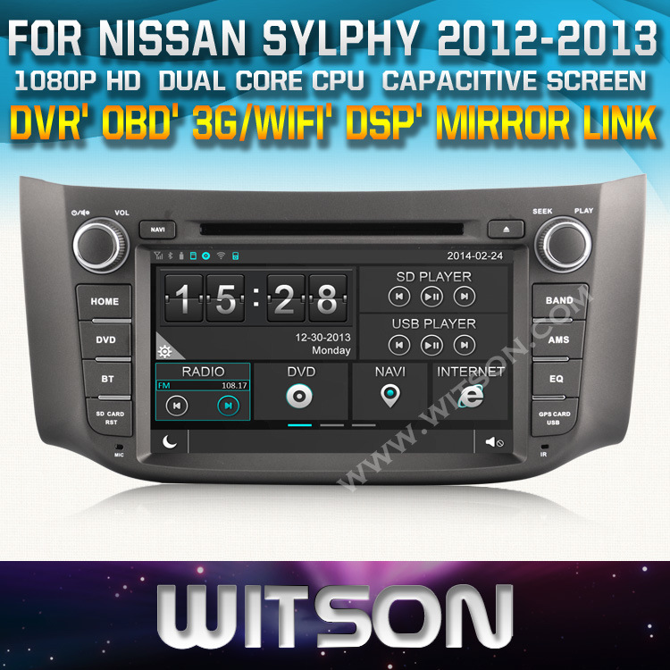Witson Car DVD Player with GPS for Nissan Sylphy (W2-D8901N) Steering Wheel Control with Capacitive Screen CD Copy 3G WiFi RDS