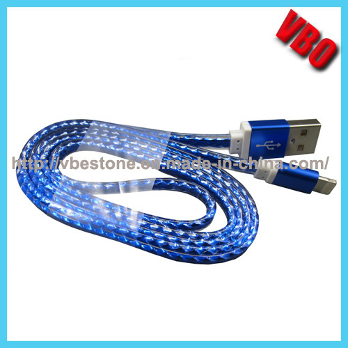 2015 New High Speed Flexible Mobile Flat Transparent USB Data Charging Cable for Cell Phone