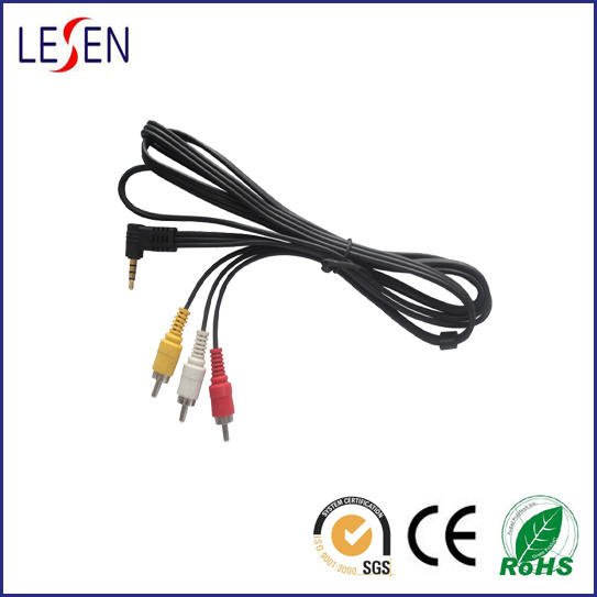 Audio Cable, 3RCA Plug to 3.5mm Right-Angled Stereo Plug