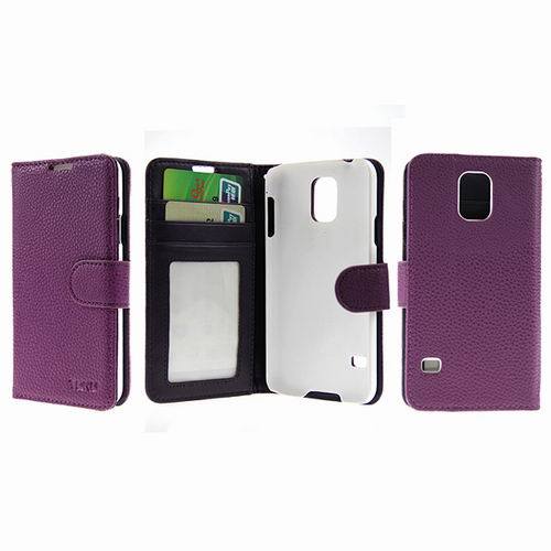 Fashion Wallet Case with ID Credit Card Slots for iPhone 5 / iPhone 5s - Purple