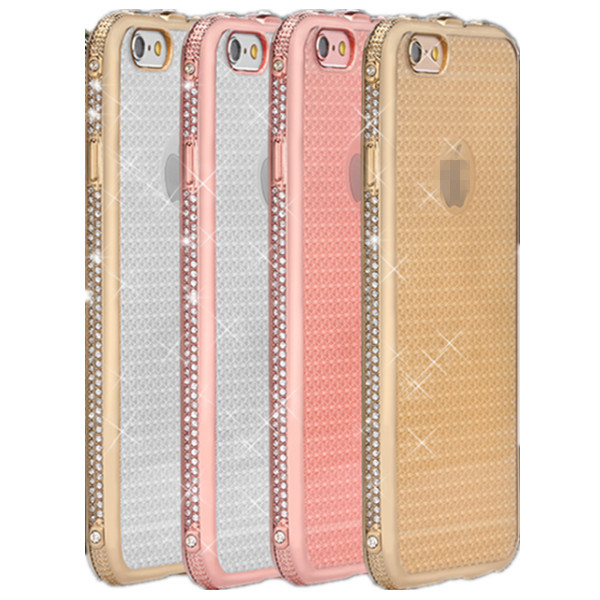 Hot Sell Mobile Phone Electroplating TPU Case with Dimond for iPhone6s 4.7