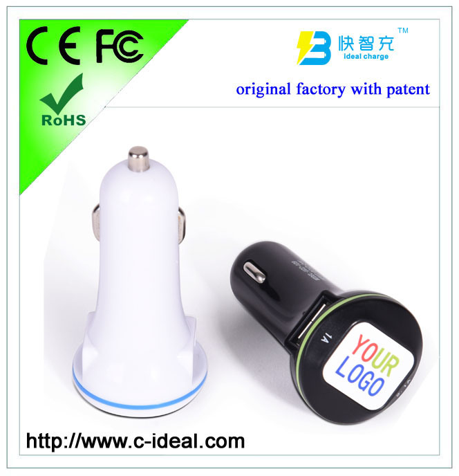 New Design 2.1A Dual USB Car Charger for Mobile Phone with LED Light