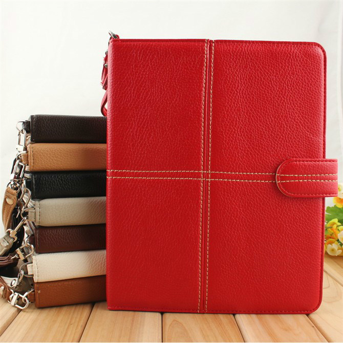 Phone Cover Cases for iPad2/3/4, Cross Pattern Litchi Grain Fabrics Phone Leather Case