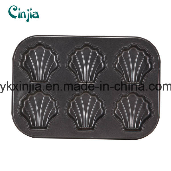 6cup Carbon Steel Non-Stick Shell Model Muffin Pan