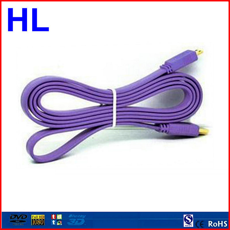Purple Noodle Shape Mobile Phone Male to Male Mini HDMI to HDMI Cable