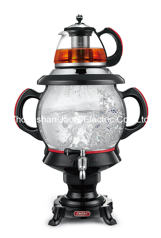 4.5L Glasselectric Samovar (with glass teapot / flower painting) [T30 F1]