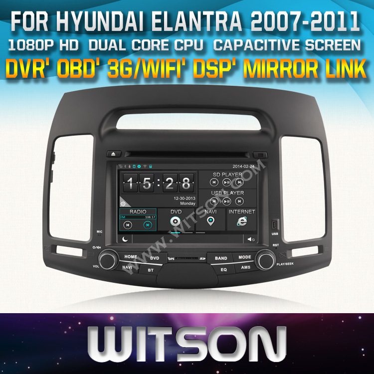 Witson Car DVD Player for Hyundai Elantra 2007-2011 with Chipset 1080P 8g ROM WiFi 3G Internet DVR Support