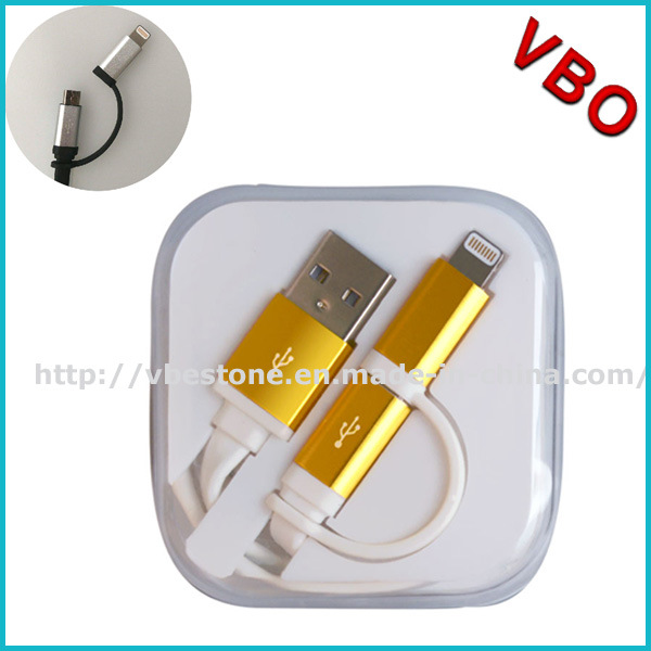 2015 Newest Fashionable TPE Material Mfi Certified 2 in 1 Mfi USB Cable for iPhone/Samsung