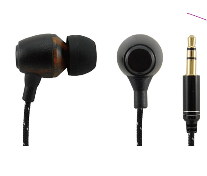 High Quality Handsfree Headphone Wooden Earphone for Mobile Phone