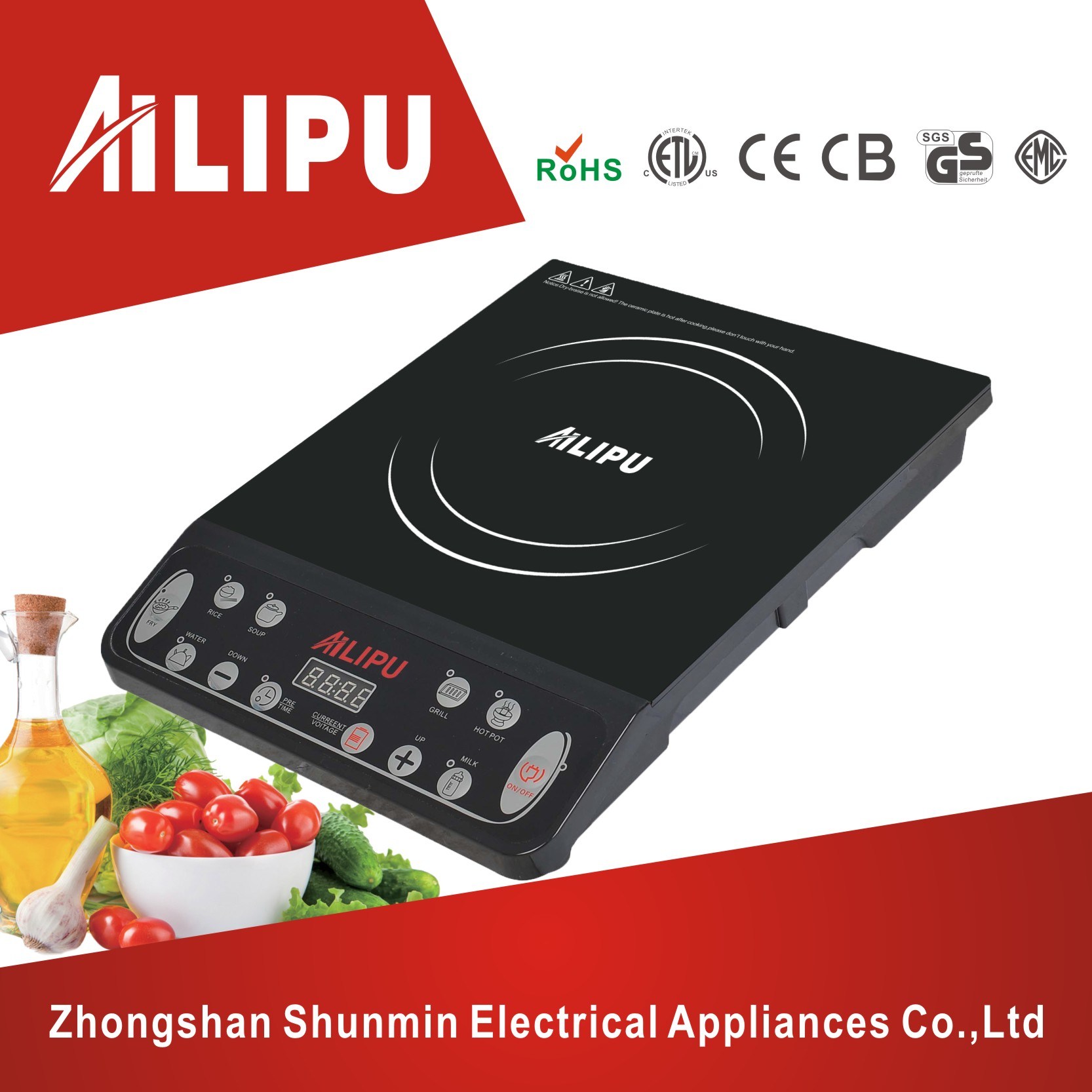Black Crystal Plate Temperature Control Induction Stove/Buttonpush Induction Cooker Electric/Hot Plates