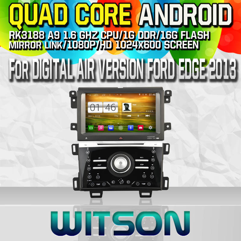 Witson S160 Car DVD GPS Player for Manual Air Version Ford Edge 2013 with Rk3188 Quad Core HD 1024X600 Screen 16GB Flash 1080P WiFi 3G Front DVR DVB-T (W2-M255)