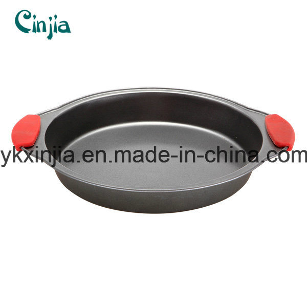 Aluminum Carbon Steel Non-Stick Round Pan with Silcone Handle