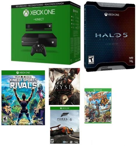 Box One 500GB Console W/Kinect - 5 Game Bundle W/ Halo 5 Le