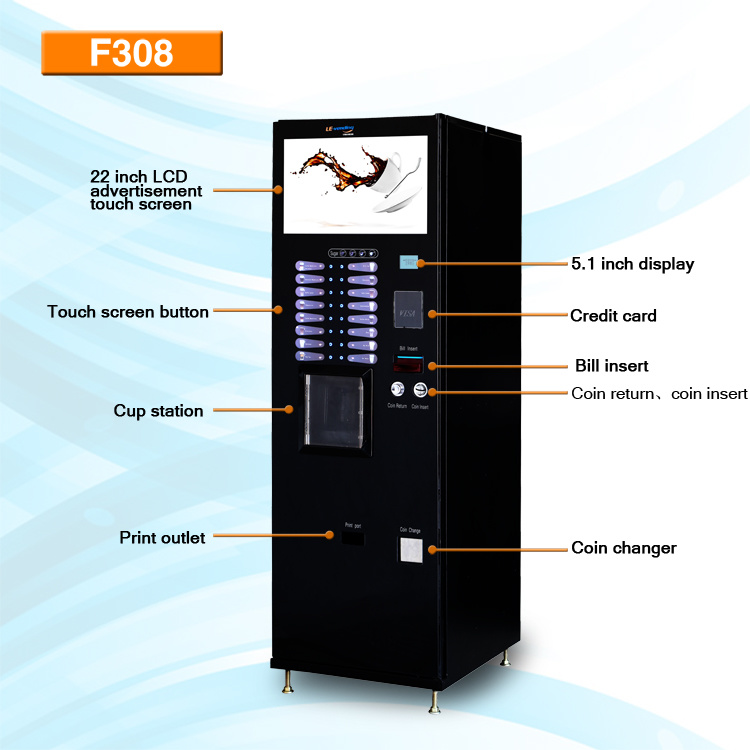 LCD Display Vending Machine for Grinder Coffee and Instant Powder (F308)