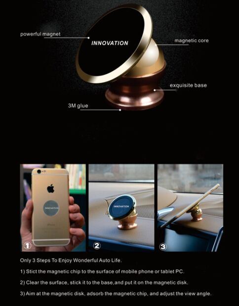 360degree Magnetic Cell Phone Bracket /Holder for iPhone Andriod Cellphone