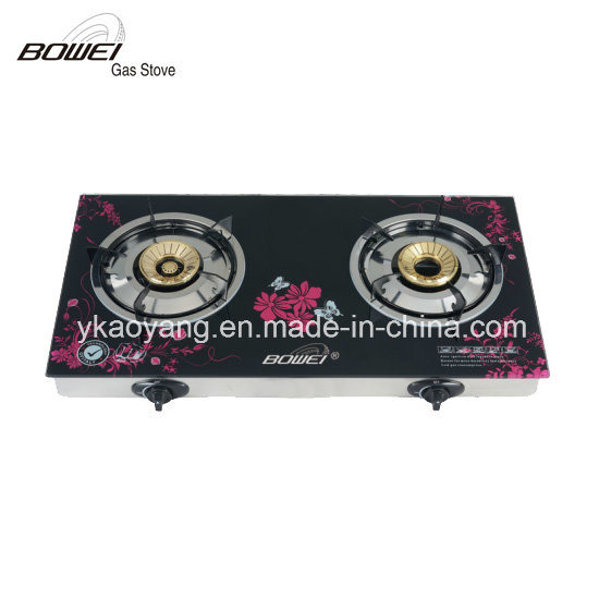 Tempered Glass Double Burner Gas Stove for Home Use