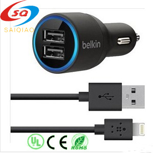 [Sq-46] Dual USB Car Charger with Cable for Mobile Phone