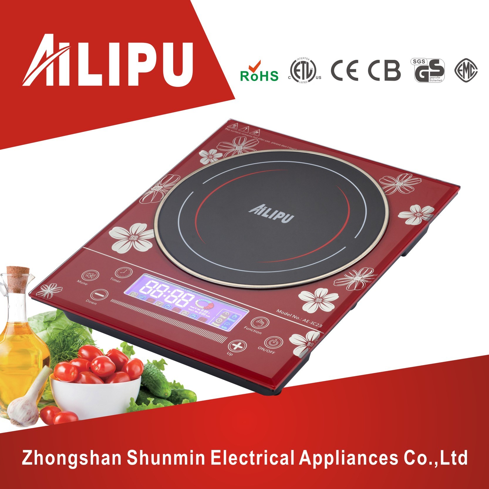 LCD Screen Colroful Plate Big Size Built-in Induction Cooker 2.2kw