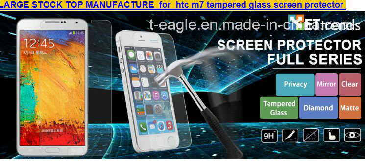 2015top Selling! Premium for HTC M7 Tempered Glass Screen Protector Factory Wholesale!