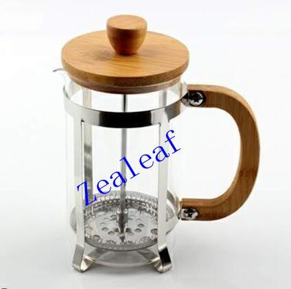 (ZL0134) Wood Lid Stainless Steel Glass French Coffee Maker