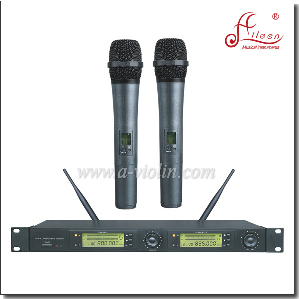 Professional Dual Receiver FM UHF Wireless Mic Microphone (AL-327UM)