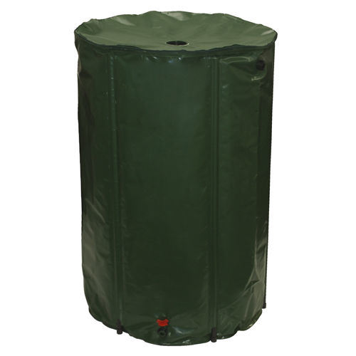 156 Gallon Collapsible Rain Barrel UV Vinyl Outdoor Garden Water Storage Green