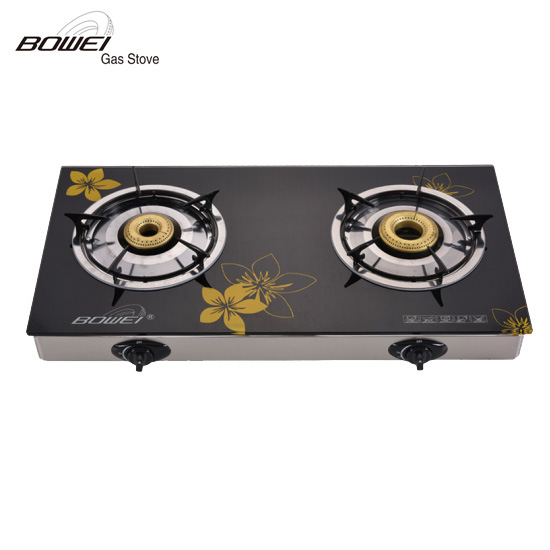 Fashion Double Burner Gas Stove with Glass Top for Sale