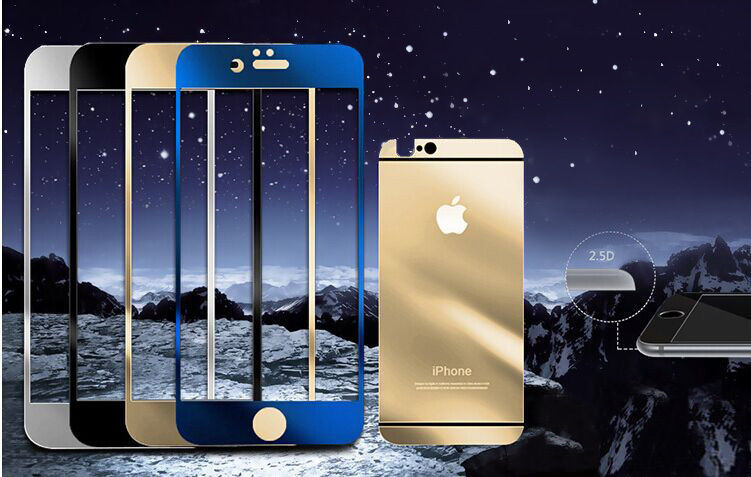 Front Back Color Mirror Tempered Glass Screen Protector for iPhone 6 6s