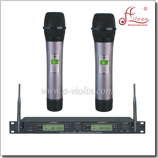 Dual Receiver Wholesale Price FM UHF Mic Wireless Microphone (AL-2200UM)
