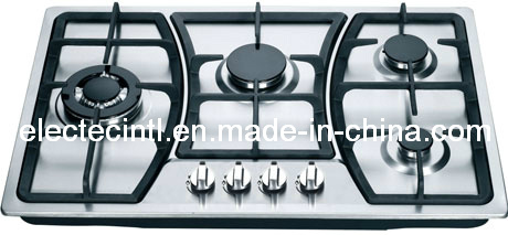 Gas Hob with 4 Burner and Stainless Steel Mat Panel, Cast Iron Pan Support (GH-S804C)