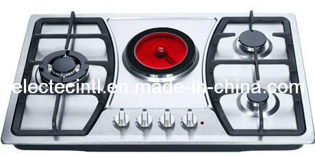 Gas Hob with 1 Electric Ceramic Hotplate and 3 Gas Burners, 220V Electricity Ignition (GHC-S804C)