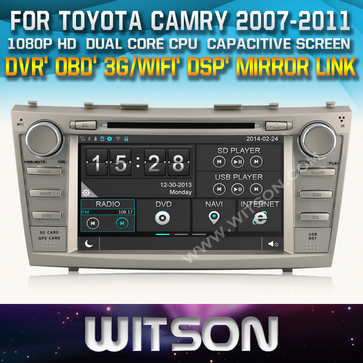 Witson Car DVD Player with GPS for Toyota Camry (W2-D8117T) Touch Screen Steering Wheel Control WiFi 3G RDS