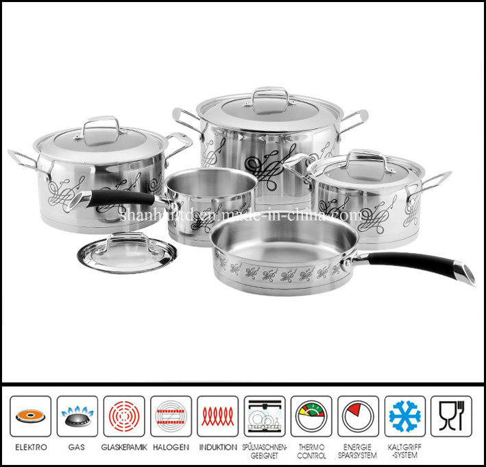 9PCS Decal Coasting Stainless Steel Cookware Set