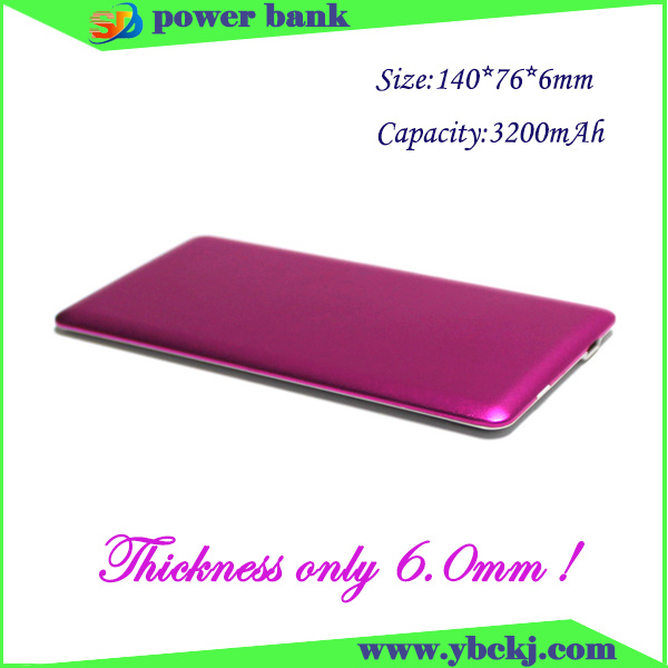3200mAh Ultra Slim Polymer Mobile Power Bank/Powerbank for Gift
