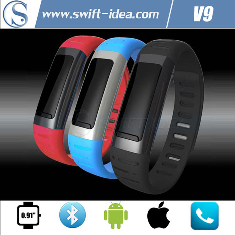 Fashion 3 Colors Built in Sleep Mobitor Smart Bluetooth Fitness Wristbands (V9)