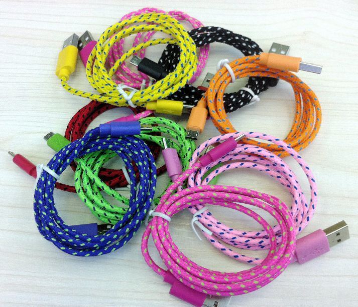 New Nylon Colorful Micro Braided USB Cable for Mobile Phone