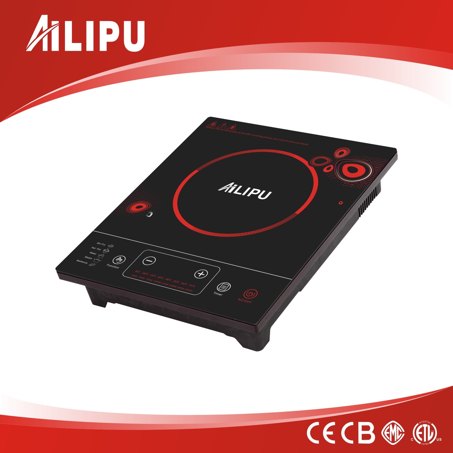Single Zone Glass Ceramic Induction Cooker for Kitchen Use