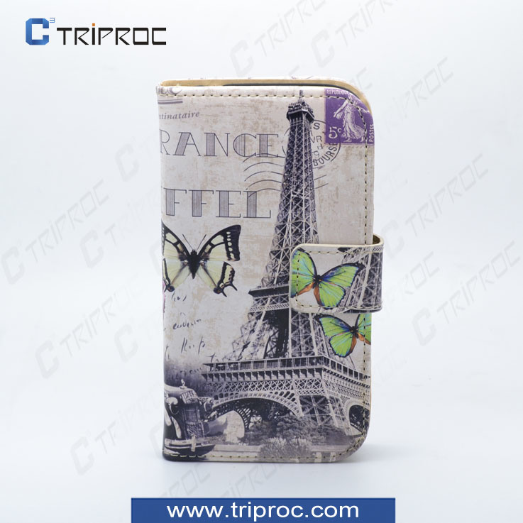 Scenic Series Paris Eiffel Tower PU Leather Cell Phone Cover for Samsung Galaxy S4