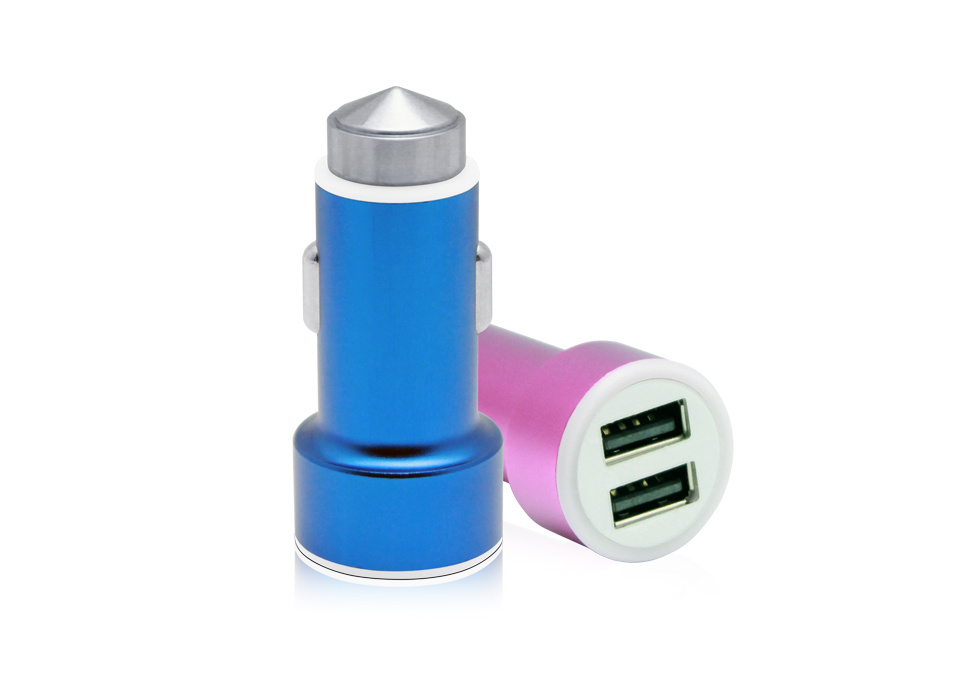 Metal Safety Hammer Dual USB Car Charger 3.1A with Cr/RoHS