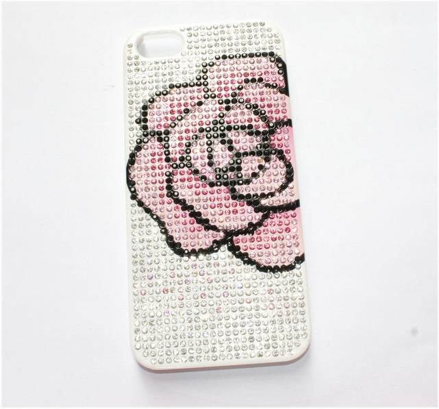 Inlaid Rhinestone Rose Back Cover for iPhone 5/5s (MB1049)