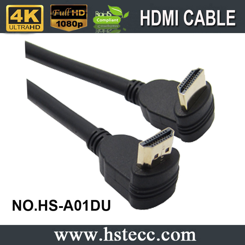 Hot Selling Horizontal 90 Degree HDMI Cable for Home Theatre Satellite TV