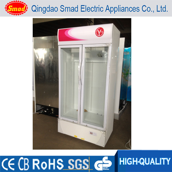 Supermarket Showcase Refrigerator Commercial Double Glass Door Refrigerator