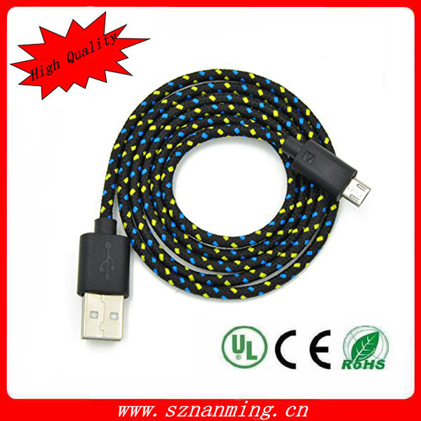 V8 Micro USB Nylon Cable for Samsung Black